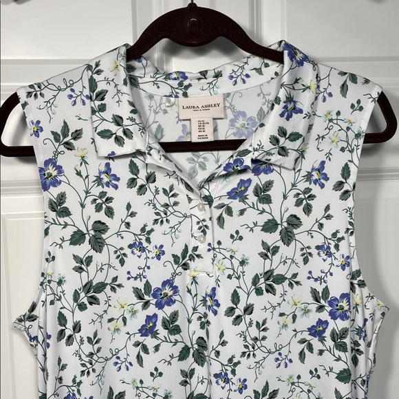 Laura Ashley Golf Tennis Dress Size XL Mini Floral Sleeveless Buttons Pleats - Picture 6 of 11